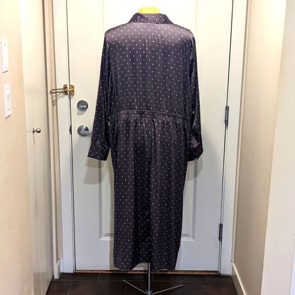 5$ Item! A MTL 1980 (Reitmans) 28 Grey Polkadot Button Front Long Sleeve Dress - Picture 9 of 10